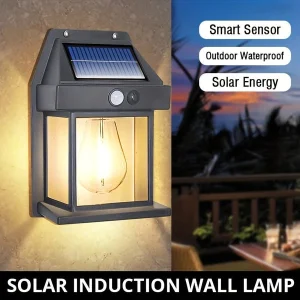 🔥Solcellslampa med rörelsesensor i volfram🌙ingen elförbrukning, 12 timmars batteritid och IP65!