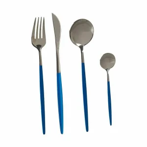 Bestickset blå silver rostfritt stål (12 enheter)
