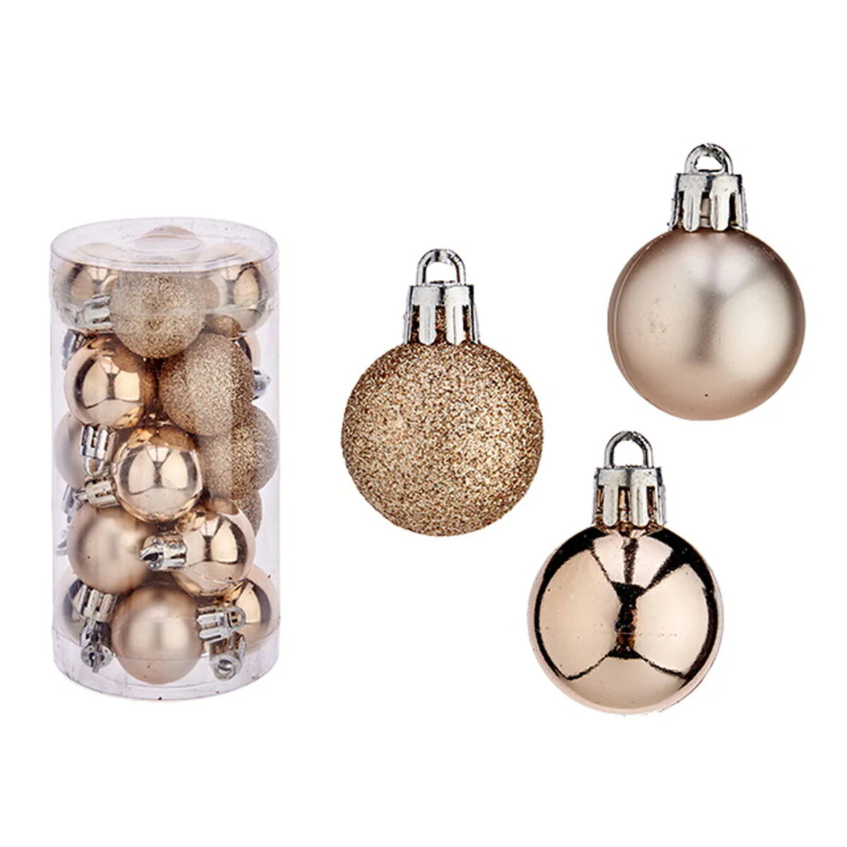 Set med julkulor Champagneplast 3 x 4 x 3 cm (12 enheter) - Bild 3