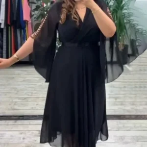 Elegant V-ringad klänning för kvinnor