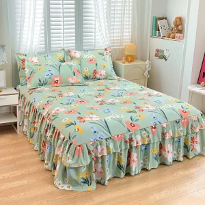 🛏️50% RABATT!🎀3-delat Volangsängkjol – Elegant Design, Fullständigt Skydd & Universell Passform 🛌