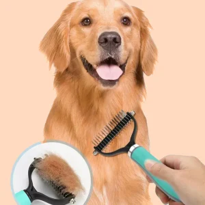 Dubbelsidig avfallningsborste för husdjur – 2 sidor, ergonomiskt handtag & skonsam mot huden 🐕🐈
