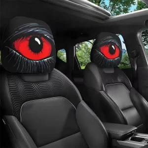 🚗 KÖP 3 FÅ 1 GRATIS! 😈 Läskigt Röda Ögon Bilnackstödsskydd – Skrämmande Design, Mjukt Tyg & Perfekt För Halloween & Bilentusiaster 👁️‍🗨️