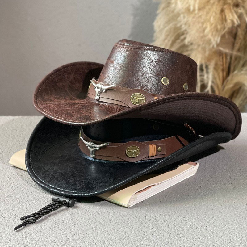 🤠 Vintage-cowboyhatt med bred brätte och rem - Bild 4